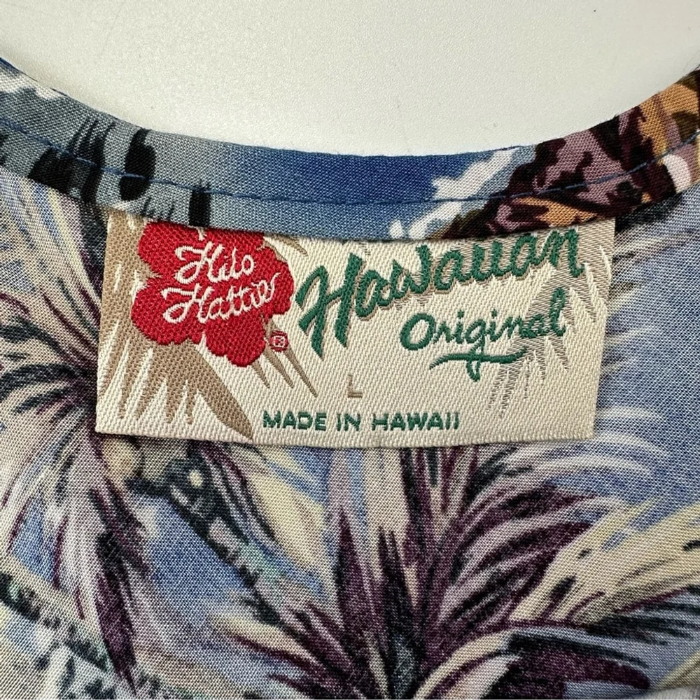 Hilo Hattie blue tropical Hawaiian print womens tank dress Fits Medium Vintage